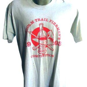 Vintage Men's T-shirt Large Single Stitch 1990's FIREMENS KANSAS GAMES Relic
